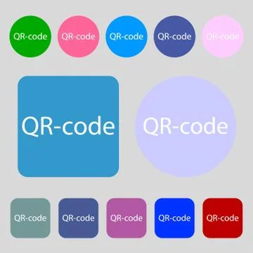 Qr-code sign icon. Scan code symbol. 12 colored buttons. Flat design. Vector 스톡 일러스트