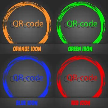 Qr code sign icon. Scan code symbol. Fashionable modern style. In the orange, Stock Illustration