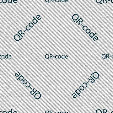 Qr code sign icon. Scan code symbol. Seamless pattern with geometric texture. Illustrazione stock