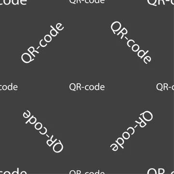 Qr code sign icon. Scan code symbol. Seamless pattern on a gray background. V Stock Illustration