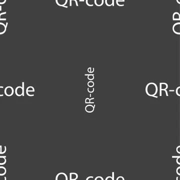 Qr code sign icon. Scan code symbol. Seamless pattern on a gray background. V 스톡 일러스트