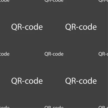 Qr code sign icon. Scan code symbol. Seamless pattern on a gray background. V Stock Illustration