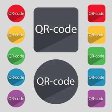 Qr-code sign icon. Scan code symbol. Set of colored buttons. イラスト素材