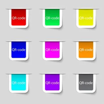 Qr-code sign icon. Scan code symbol. Set of colored buttons. 스톡 일러스트