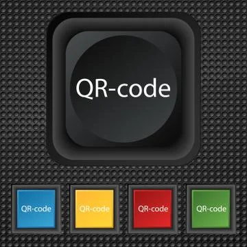 Qr-code sign icon. Scan code symbol. Set of colored buttons. 스톡 일러스트