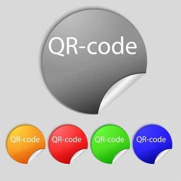 Qr-code sign icon. Scan code symbol. Set of colored buttons. 스톡 일러스트