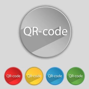 Qr-code sign icon. Scan code symbol. Set of colored buttons. Stock Illustration
