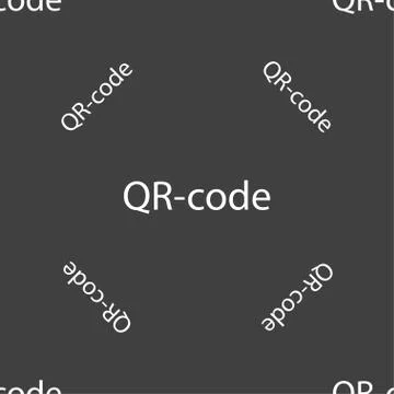 Qr-code sign icon. Scan code symbol. Seamless pattern on a gray background. Stock Illustration