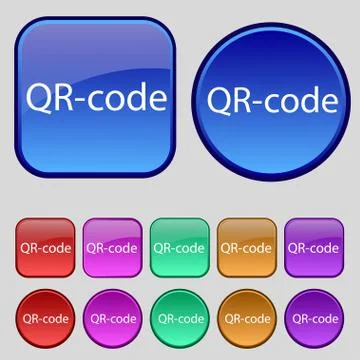 Qr-code sign icon. Scan code symbol. Set of colored buttons. Illustrazione stock