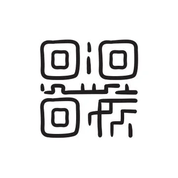 QR code sketch icon Stock Illustration