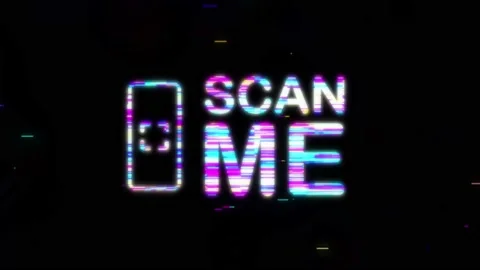 QR code for smartphone glitch effect. Inscription scan me with smartphone icon Stock Footage 158824234