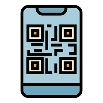 QR code on the smartphone icon color outline vector 스톡 일러스트