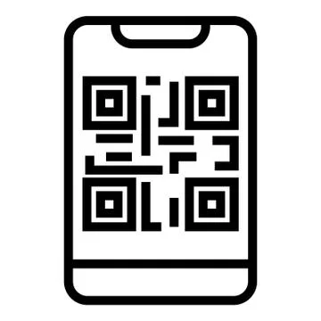 QR code on the smartphone icon, outline style Stock Illustration