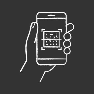 QR code smartphone scanner chalk icon イラスト素材