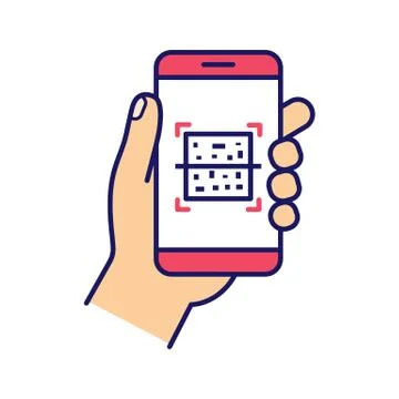 QR code smartphone scanner color icon Stock Illustration