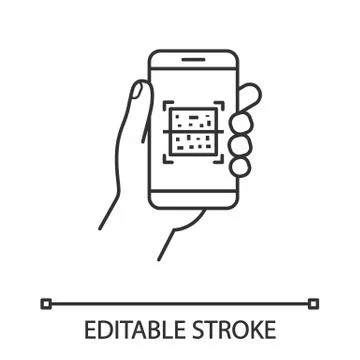 QR code smartphone scanner linear icon Illustrazione stock