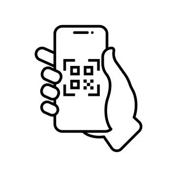QR code smartphone scanner linear icon. Vector illustration. Illustrazione stock