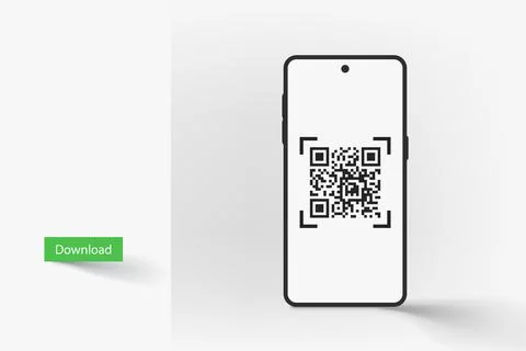 Qr code on smartphone screen front view 스톡 일러스트