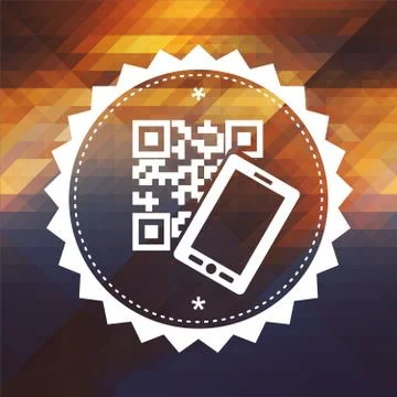 QR Code with Smartphone on Triangle Background. 스톡 일러스트