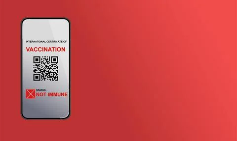 QR code on a smartphone without vaccination mark. Stock Illustration