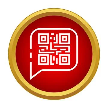 Qr code in speech bubble icon button イラスト素材