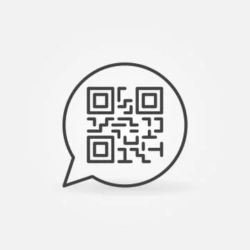 QR code in speech bubble vector outline icon Stockillustratie