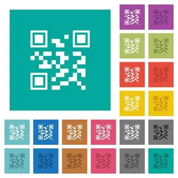 QR code square flat multi colored icons Stock Illustration