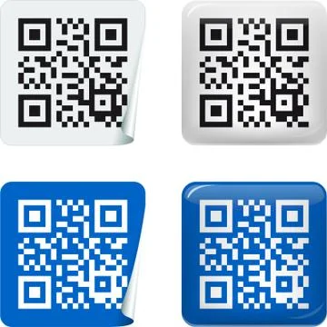 QR Code sticker in two styles and colors. Stock Illustration