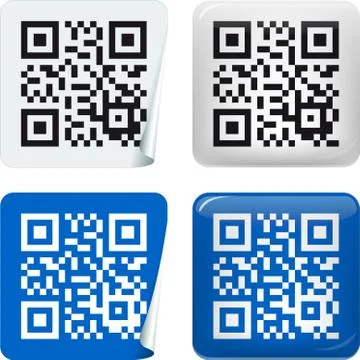QR Code sticker in two styles and colors. Stock Illustration
