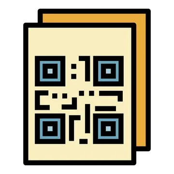 QR code stickers icon color outline vector 스톡 일러스트