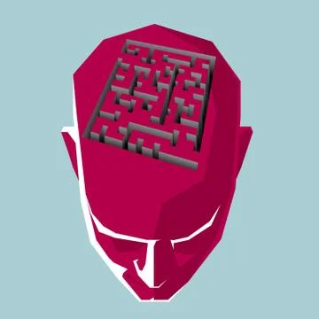 The QR code symbol above the head, Form a labyrinth. Stock-Illustration
