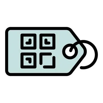 Qr code tag icon outline . Mobile scan Illustrazione stock