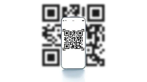 Qr code technology. Mobile smartphone screen for payment, online pay, scan ba Stock-Fotos