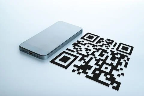 Qr code technology. Mobile smartphone screen for payment, online pay, scan ba Stock-Fotos