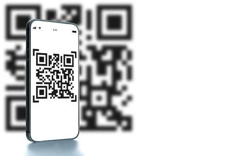 Qr code technology. Mobile smartphone screen for payment, online pay, scan ba Stock Photos