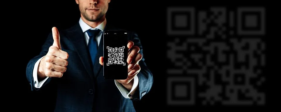 Qr code technology. Mobile smartphone screen for payment, online pay, scan ba Foto stock