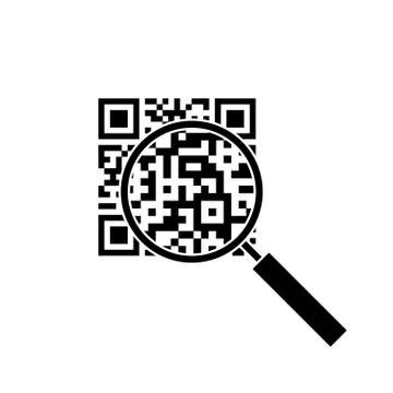 Qr code through the magnifying glass. Stock-Illustration