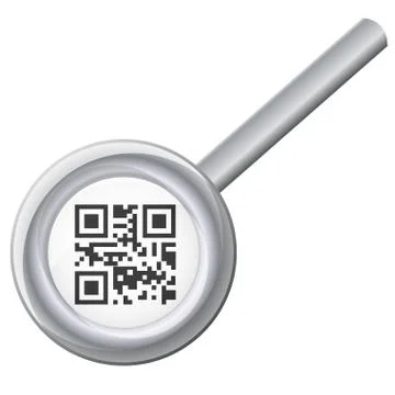 Qr code under magnifying glass Stock Illustration