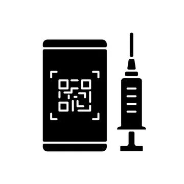 QR code for vaccination black glyph icon Stockillustratie