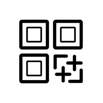 QR code vector icon. Black and white qr code illustration. Outline linear icon. 스톡 일러스트