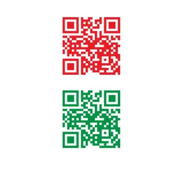 Qr code in vector red and green color. 스톡 일러스트