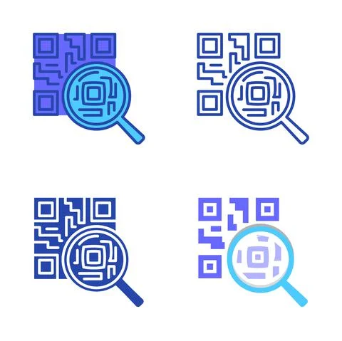 Qr code verification icon set in flat and line style イラスト素材