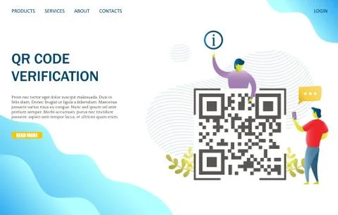 QR code verification vector website landing page design template 스톡 일러스트