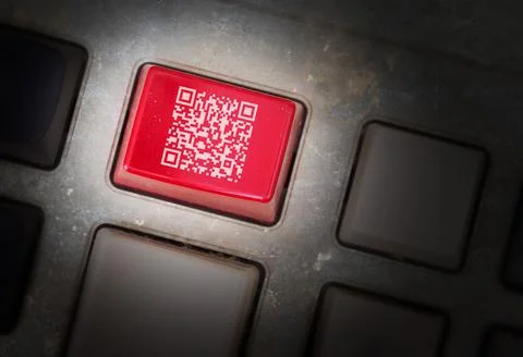 QR-code on a vintage keyboard Foto stock