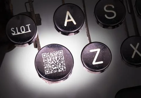 QR-code on a vintage typewriter 스톡 사진