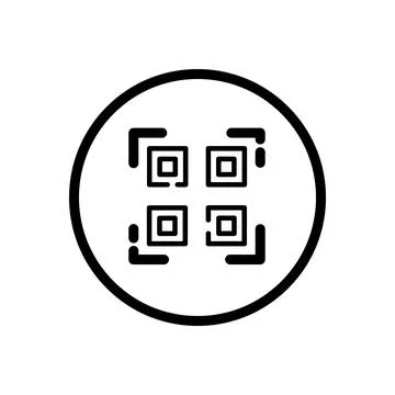 QR code. Web and shopping payment technology. Commerce outline icon in a circ Illustrazione stock