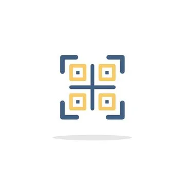 QR code. Web and shopping payment technology. Icon with shadow. Commerce glyp Illustrazione stock