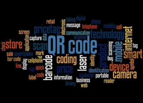 QR code word cloud concept Stock Illustration