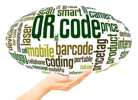 QR code word cloud hand sphere concept イラスト素材