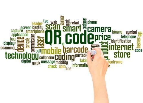 QR code word cloud hand writing concept Stock Illustration